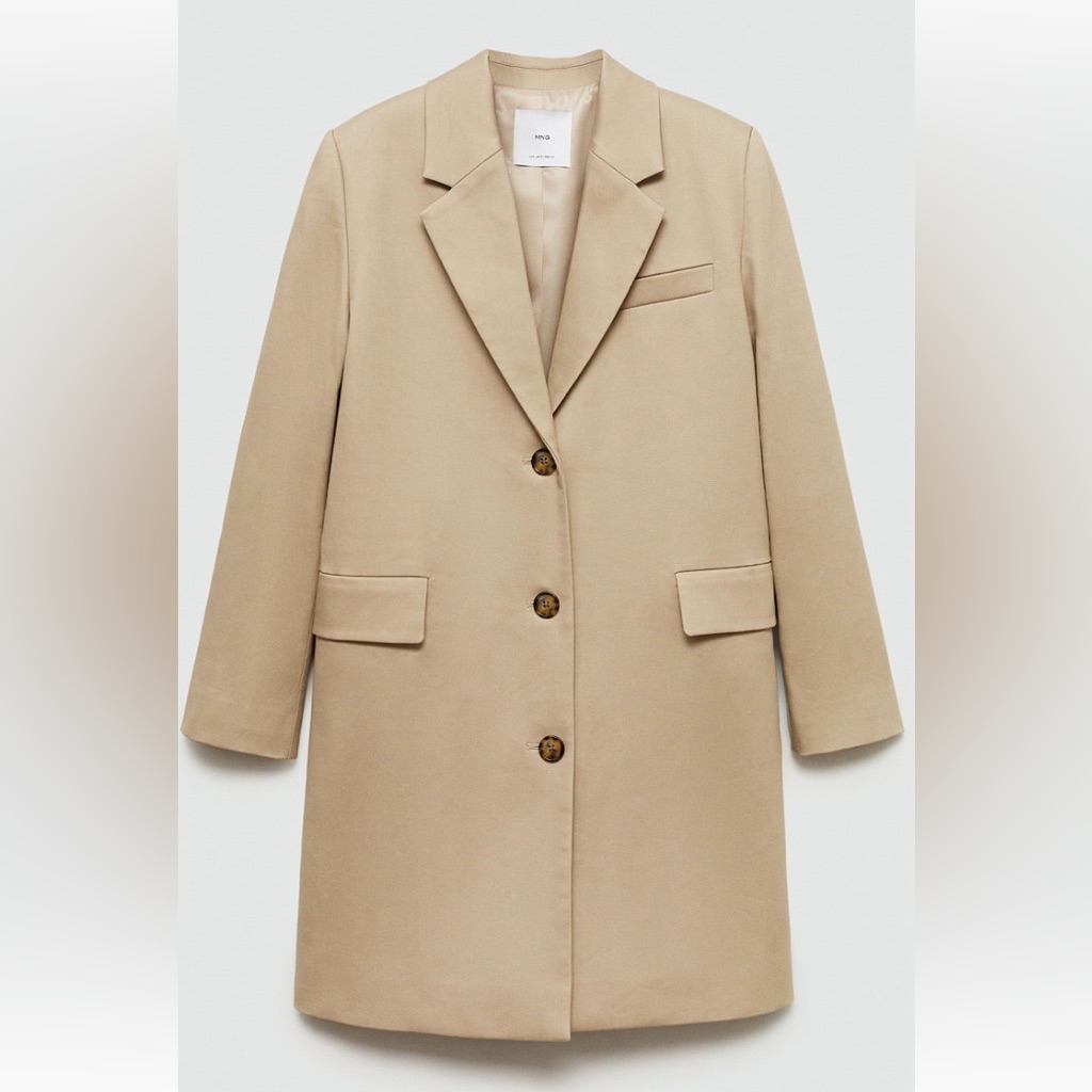 Mango Tan Trench Coat With Notched Lapels
